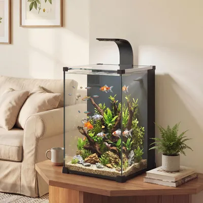 Produktbild von Sweiko Aquarium Komplettset 36L Nano Aquarium mit LED-Beleuchtung Filtersystem Pumpe Zirkulation 30 x 30 x 45,5 cm Schwarz