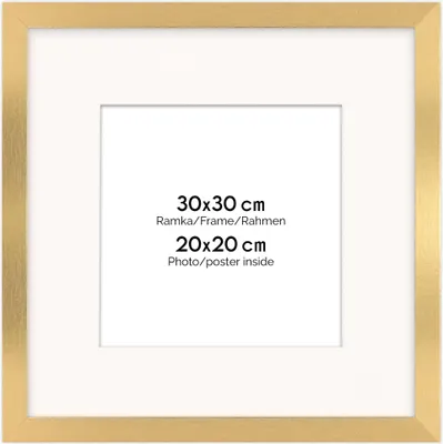 Image de FRAMAI® cadre photo 30x30 cm en or- avec passe-partout - MDF cadre en bois, plexi incassable, écologique, avec suspension