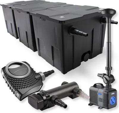Obrázok produktu pre SunSun kompletná sada: CBF-350C rybníkový filter do 90000 l prietokový filter, NEO7000 rybníkové čerpadlo 7000 l/h 50 W, CUV-318 rybníkový čistič UVC s 18 W, CTP-2803 fontánové čerpadlo 3000 l/h 10 W