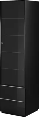 Produktbild von Furniture24 Vitrine Helio 05 Vitrinenschrank 50X195X48 Cm 1 Tür 2 Schubladen Weißes Glas/Weiß