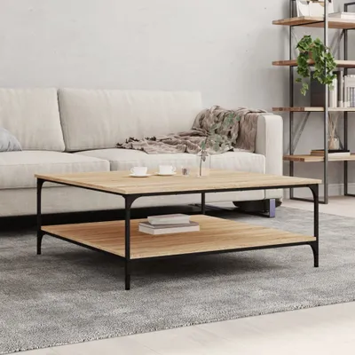A living room scene with a couch and coffee table.