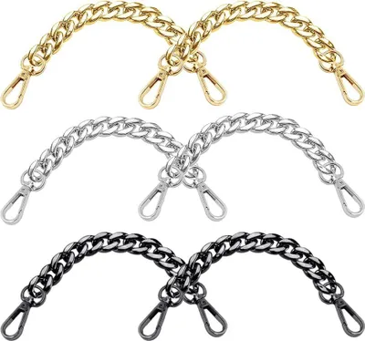 Produktbild von 20cm Taschenkette 6 Stücke Metall Kurze Taschengurte Ersatz Verlängerung Aluminium Kette Handtaschenkettenriemen Taschenkette Silber Gold Schwarz Kette für Tasche Handtasche Geldbörse
