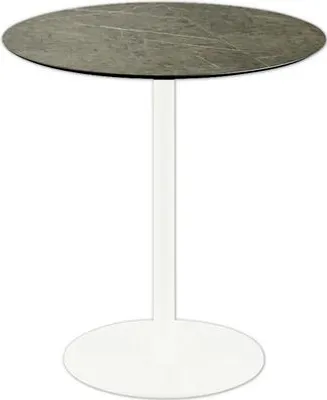 Produktbild von Urban Terrassentisch Weiß gestell + Midnight Marble HPL Ø70 cm