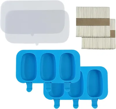 Imagen del producto de Moldes de silicona sin BPA, con 3 compartimentos, juego de 2, para hacer hielo casero
