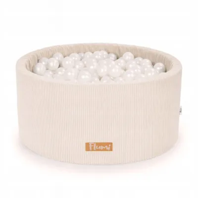 Immagine prodotto di Flumi piscina di palline baby - piscina di palline per bambini 90x40cm con 200 palline ∅ 7cm  EU - beige scuro + palline color perla