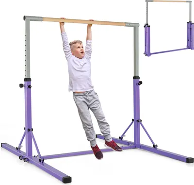 Immagine prodotto di Barra orizzontale per ginnastica COSTWAY, barra per ginnastica regolabile in altezza, barra per ginnastica con portata fino a 100 kg Viola