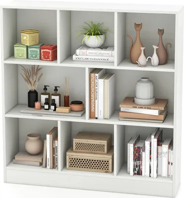 Produktbild von GOPLUS Bücherregal mit 10 Fächern, 3 Ebenen Würfelregal freistehend, Standregal Kinderregal Spielzeugregal Bücherschrank, Weiß,100 x 24 x 104 cm