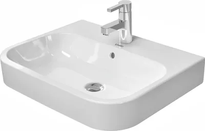 Produktbild von Duravit Aufsatzbecken HAPPY D.2 mit Überlauf, Hahnlochbank, 600 x 460 mm, geschliffen, 1 Hahnloch weiß