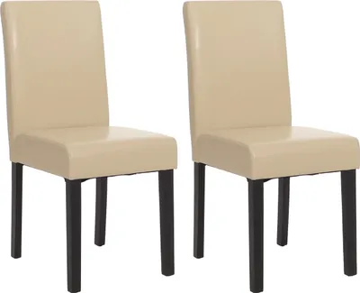 Obrázok produktu pre sada 2 jedálenských stoličiek Kuchynská stolička Littau ~ Imitácia kože, krémová, tmavé nohy