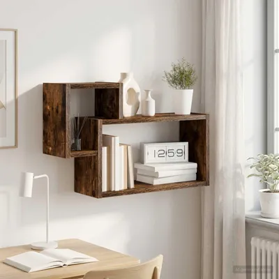 Productafbeelding van Maison Exclusive - Wandplank met wandbevestiging, gerookt eikenhout, 55 x 15 x 35 cm