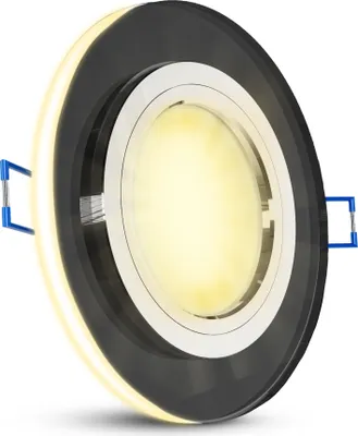 Produktbild von SSC-LUXon YAPU Glas Einbauspot mit LED Ring in rund schwarz spiegelnd - flaches Downlight inklusive LED Modul 4W warmweiß + neutralweiß + tageslicht 230V 230V