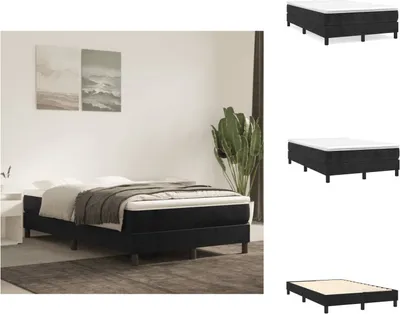 Produktbild von vidaXL Boxspringbett Schwarz 120x200 cm Samt - Betten & Bettgestelle