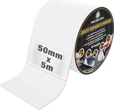 Produktbild von Dach Reparaturband DIY selbstklebend MicroSealant – Dichtband für Dach, Wohnwagen, Dachrinne & Leck Reparatur, sofort wasserdicht, Weiß 5m x 5cm