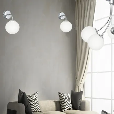 Image de Applique murale design moderne en verre, chromée, E14