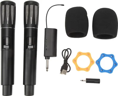 Produktbild von Professionelles kabelloses Mikrofon, schwarz, dynamisches UHF-Handmikrofon für Heimauftritte