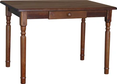 Image de Table II avec tiroir en pin massif de couleur noyer 130 x 70 cm