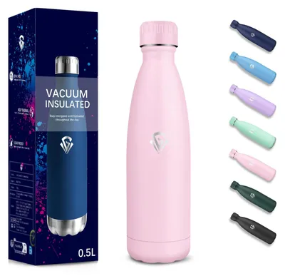 Produktbild von Trinkflasche, 500 ml BPA-frei, Trinkflasche Edelstahl, Doppelwandig Vakuumisolie
