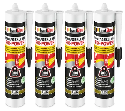 Produktbild von Isolbau Montagekleber Fix-Power 4 x 480 g Weiß Baukleber Kraftkleber Innen Außen