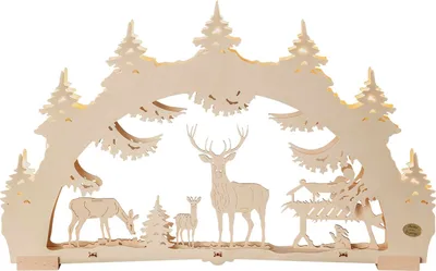 Produktbild von 3D-Lichterbogen LED Deko Holz Waldlichtung 52 cm warmweiß