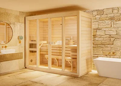 Produktbild von FinnTherm Innensauna Kuuma L in Naturbelassen, 242x111cm für bis zu 4 Pers.