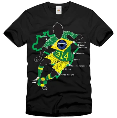 Produktbild von style3 WM Brasilien Fußball T-Shirt für Herren in verschiedenen Farben S-3XL