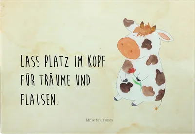Produktbild von Mr. & Mrs. Panda Servierplatte Kuh - Vintage - Geschenk, Bauernhof, Hackbrett, Schneidebrett Glas, Milch, Frühstücksbrett, Motivtion, schneidbrett, Kühe, Schneideplatte