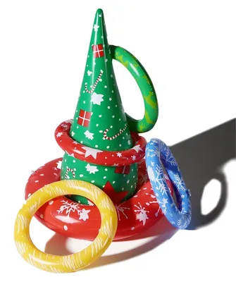 Ringwurfspiel mit 2 Weihnachtsmützen und 10 Ringen