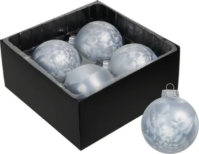 Produktbild von 4 Weihnachtskugeln Glas 80mm ice Christbaumkugel Baumschmuck Weihnachten