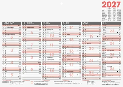 Produktbild von 2027 BRUNNEN Tafelkalender A4 1S/6Monate