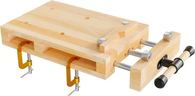 Image de Wiltec Mini établi transportable mobile & Étau, en bois de hêtre pour rabotage et serrage
