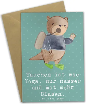 Produktbild von Mr. & Mrs. Panda Glückwunschkarte Tauchen Yoga - Meeresbrise - Geschenk, vatertagskarte, Unterwasserwelt, Grußkarten, osterkarten, Teamsport, Sportler Geschenke, Sportart
