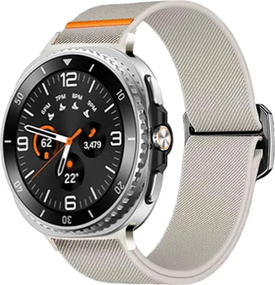 Image de Nylon élastique Bracelet Sport pour Samsung Galaxy Watch 8 / 8 Classic avec fermeture coulissante Beige