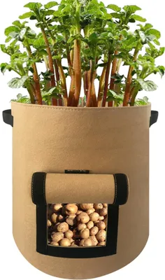 Image de Sac de Culture Pomme de Terre, 38L (D35*H40cm), Toile Non Tissée Feutre Épais 1.5mm/300g/m², Beige