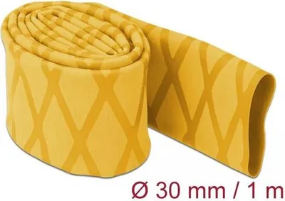 Image de Tuyau thermorétractable Delock - 1 mètre - Jaune, motif en X