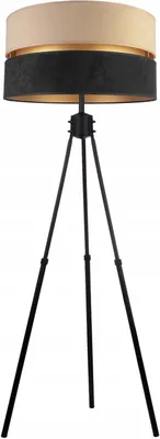Produktbild von Stehlampe Wohnzimmer Beige-Schwarz-Gold Stehleuchte Dreibeinstativ Standleuchte Design Modern E27 aus Serie N340 (N340-BS)