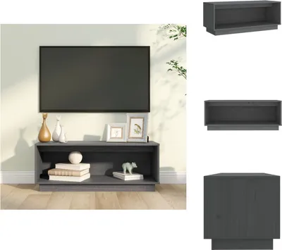 Productafbeelding van vidaXL TV-kast, grijs, 90x35x35 cm, massief grenenhout - TV-meubel