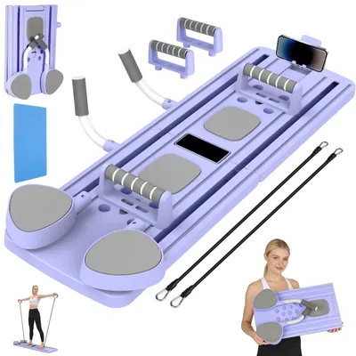 Image de Pilates-Board - Planche d'entraînement Pilates - Entraînement de l'équilibre - Bandes de résistance - Entraînement du corps entier - Violet
