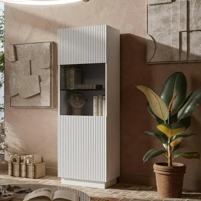 Immagine prodotto di Dmora Vetrina Mealhada 40x59.5x178h cm Bianco, 5 Ripiani Un'anta