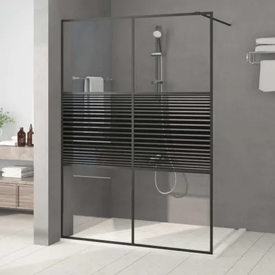 Produktbild von "im Angebot" Duschwand für Begehbare Dusche Schwarz 140x195 cm ESG-Glas Klar - Duschabtrennungen CC1027