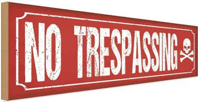 Produktbild von vianmo Holzschild 10x27 cm No trespassing Warnschild Hinweisschild
