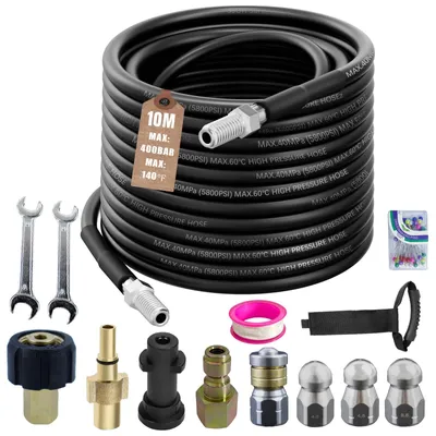 Rohrreinigungsset 10 m, 5800 PSI, für Hochdruckreiniger, universal