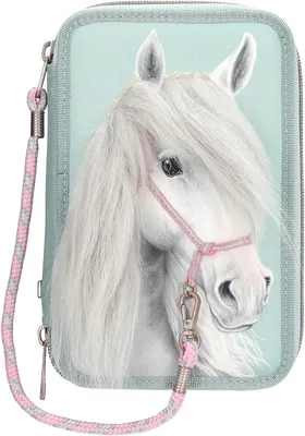 Produktbild von Miss Melody 3 Fach Federtasche mit Pferdekopf Applikation