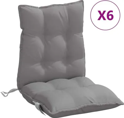 Image de Coussins de chaise à dossier bas lot de 6 gris tissu oxford