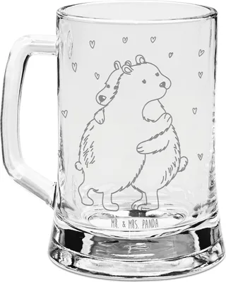 Produktbild von Mr. & Mrs. Panda Seidel Eisbär Umarmen - Transparent - Geschenk, Krug, Humpen, Lustige Sprüche, Glaskrug, Glas Bierkrug, Gravur