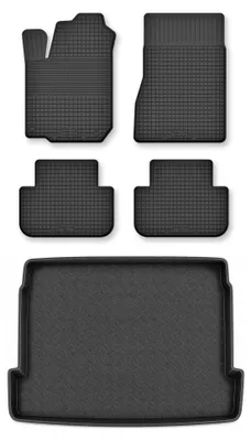Image de Tapis en caoutchouc + bac de coffre pour Citroen C5 I 2001-2008 (hayon) – 5 pièces, noirs, semi-universel, adapté