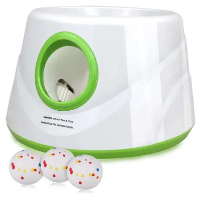 Produktbild von Automatischer Tennisballwerfer für Hunde - Ball Launcher - Für mittelgroße und große Hunde - USB wiederaufladbar - 3 Bälle inklusive - Grün Typ C