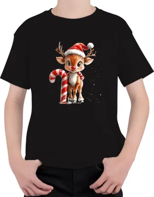 Produktbild von Weihnachten Niedliches Rentier Zuckerstange Geschenk Kinder Uni Kinder T-Shirt, Schwarz, 116