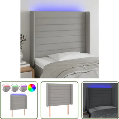 Produktbild von The Living Store LED Kopfteil Hellgrau 93x16x118/128 cm Stoff