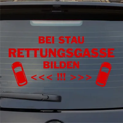 Produktbild von Heckscheibenaufkleber Bei Stau Rettungsgasse bilden 55x26 cm Rot Auto Aufkleber Sticker