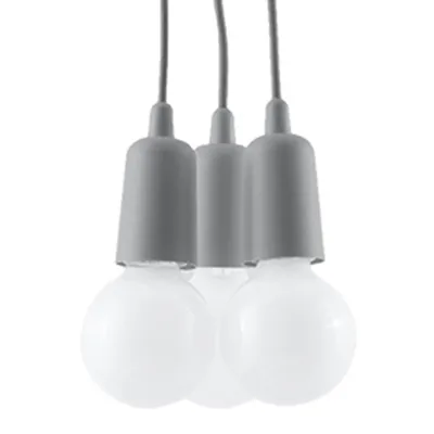 Produktbild von SOLLUX Pendelleuchte DIEGO Einzigartiges Design sinohne Lampenschirm Minimalistische Beleuchtung LED Dreifachbirne Grau